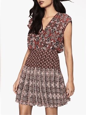 Reiss Red and Black Patterned Mini Dress